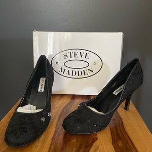 Steve Madden Black Sequin Heels- gently used